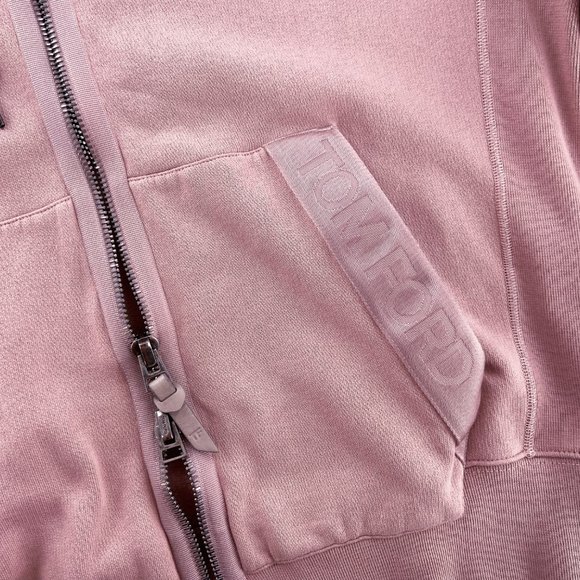 RARE TOM FORD Logo Hoodie Sweatshirt Full Zip GARMENT DYED Salmon Pink Boxy XL - Picture 5 of 13